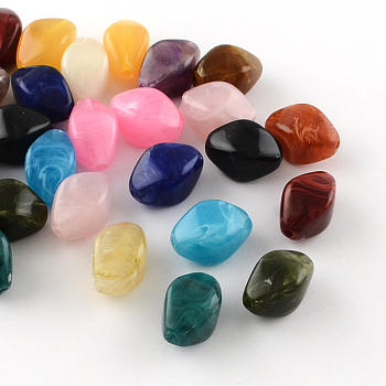 Bicone Imitation Gemstone Acrylic Beads, Mixed Color, 18x11.5x11.5mm, Hole: 2mm