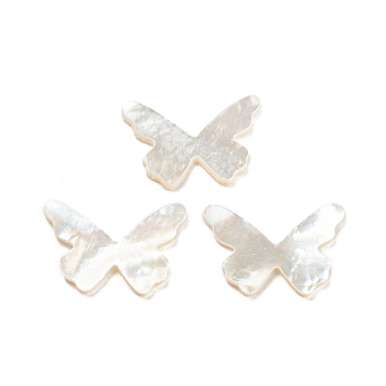 Natural Sea Shell Cabochons, Butterfly, White, 9x13x0.8~1mm
