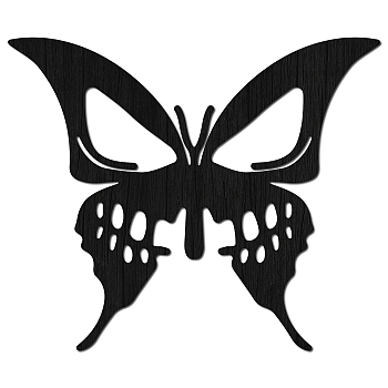 Laser Cut Basswood Wall Sculpture, for Home Decoration Kitchen Supplies, Butterfly, Black, 250x300x5mm