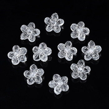 Transparent Acrylic Beads, Flower, Clear, 10x10.5x6mm, Hole: 1.6mm, about 770pcs/500g