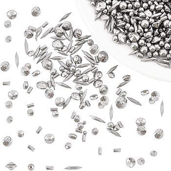 304 Stainless Steel with 201 Stainless Steel Polished Beads, No Hole/Undrilled, Mixed Shapes, Stainless Steel Color, 2~7x2~5mm, about 1pound/bag