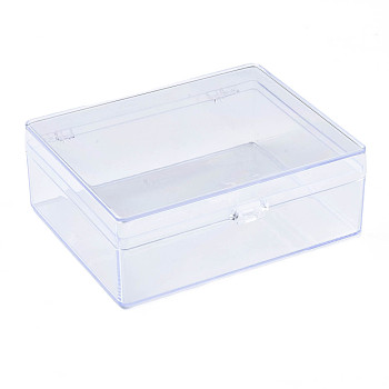 Rectangle Polystyrene Bead Storage Container, with Cover, for Jewelry Beads Small Accessories, Clear, 150x130x55mm