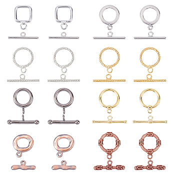 Brass Toggle Clasps, Mixed Shapes, Mixed Color, Toggle Clasps: 32sets/box
