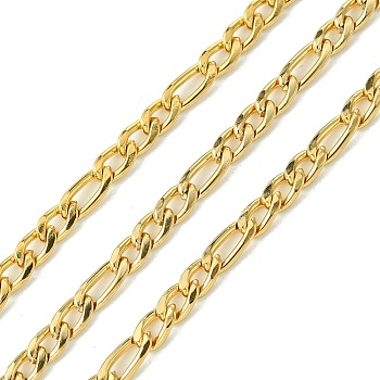 10M Ion Plating(IP) 304 Stainless Steel Figaro Chains, Unwelded, with Spool, Real 18K Gold Plated, 7.5x3.5x1.5mm & 6x3.5x1.5mm, about 32.81 Feet(10m)/Roll