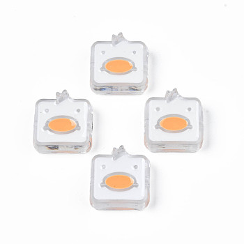 Transparent Acrylic Beads, with Enamel, Square with Duck, WhiteSmoke, 24x23x8mm, Hole: 3mm