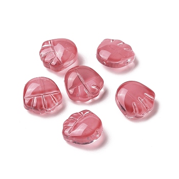 Transparent Spray Painted Glass Beads, Bear Claw Print, Indian Red, 14x14x7mm, Hole: 1mm