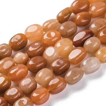 Natural Red Aventurine Beads Strands, Nuggets, Tumbled Stone, 7~12x6~8x5~7mm, Hole: 1mm, about 43~44pcs/strand, 15.47~15.63''(39.3~39.7cm)