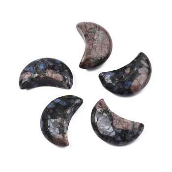Moon Shape Natural Lepidolite Healing Crystal Pocket Palm Stones, for Chakra Balancing, Jewelry Making, Home Decoration, 30x20.5x9.5mm