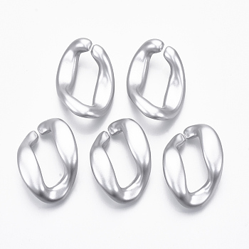 Spray Painted CCB Plastic Linking Rings, Quick Link Connectors, For Jewelry Curb Chains Making, Twist, Silver, 38.5x26x8mm, Inner Diameter: 9x26mm