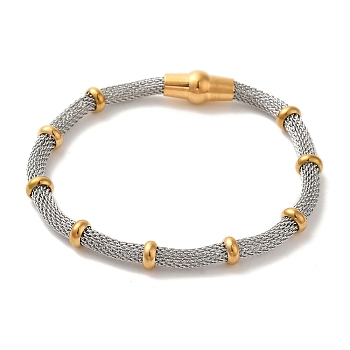 304 Stainless Steel Bracelets, with Magnetic Clasp, Golden & Stainless Steel Color, 7-1/2x1/4 inch(19.1x0.6cm)