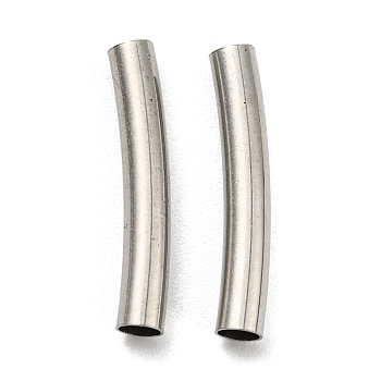 304 Stainless Steel Tube Beads, Curved Tube, Stainless Steel Color, 15x2.5mm, Hole: 2mm
