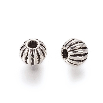 Tibetan Style Alloy Beads, Lead Free & Cadmium Free, Round, Antique Silver, about 6mm in diameter, hole: 1mm