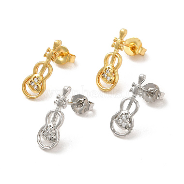 Clear Musical Instruments Brass+Cubic Zirconia Stud Earrings
