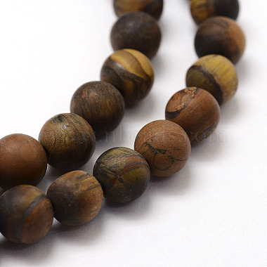 Frosted Natural Tiger Eye Beads Strands(X-G-F364-18-6mm)-3