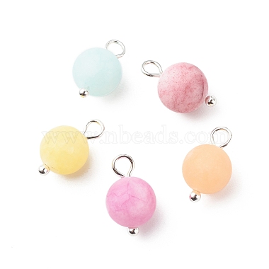 Silver Mixed Color Round White Jade Pendants