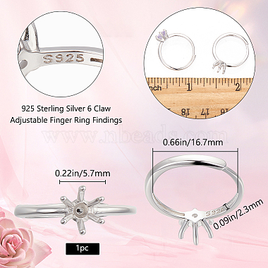 1Pc 925 Sterling Silver Adjustable Ring Findings(STER-BBC0006-01)-2