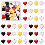 55Pcs 5 Colors Alloy Enamel Pendants, Light Gold, Heart, Mixed Color, 17x16x3mm, Hole: 1.6mm, 11pcs/color(ENAM-YW0005-64)