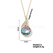 Cute and Stylish Phenix Glass Pendant Necklace, with Brass Cable Chain for Women, Perfect for Any Outfit, Royal Blue, 15.75 inch(40cm)+5cm(ZV1349-6)