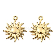 304 Stainless Steel Pendants, Sun Charm, Real 18K Gold Plated, 22.5x19x2mm, Hole: 1.8mm(STAS-R124-05G)