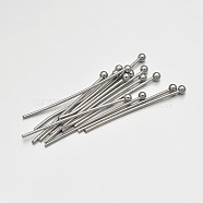 Brass Ball Head Pins, Platinum, 25mm, Pin: 0.46mm, 24 Gauge(X1-KK-E647-19P-25mm)