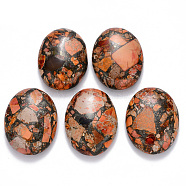 Synthetic Gold Line Imperial Jasper Cabochons, Dyed, Oval, Orange, 40x30x7.5~8.5mm(G-R457-02F)