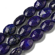 Natural Lapis Lazuli Beads Strands, Faceted, Dyed, Flat Oval, 10x8x5mm, Hole: 1mm, about 38pcs/strand, 15.04''(38.2cm)(G-P544-D04-01)