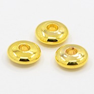 Brass Beads, Rondelle, Golden, 6x2mm, Hole: 2mm(KK-D325-G)