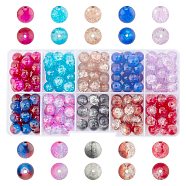 Round Transparent Crackle Glass Beads, Mixed Color, 8mm, Hole: 1.3~1.6mm, about 200~205pcs/box(CCG-X0008-01-8mm)