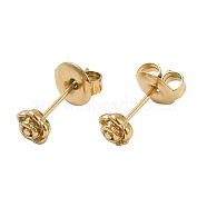 Ion Plating(IP) 304 Stainless Steel Stud Earrings, Flower, Real 14K Gold Plated, 5x5mm(EJEW-Z022-10G)