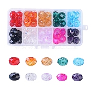 Glass European Beads, Large Hole Beads, Faceted, No Metal Core, Rondelle, Mixed Color, 14x8mm, Hole: 5mm, 10colors, 8pcs/color, 80pcs/box(GPDL-JP0001-01)