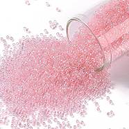 TOHO Round Seed Beads, Japanese Seed Beads, (171) Dyed AB Ballerina Pink, 15/0, 1.5mm, Hole: 0.7mm, about 3000pcs/10g(X-SEED-TR15-0171)
