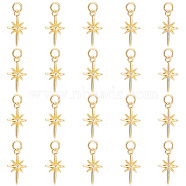 20Pcs Brass Pendants, with Jump Rings, Star, Real 18K Gold Plated, 17x9.7x2.5mm, Hole: 3.4mm(KK-GO0001-01)