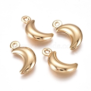 304 Stainless Steel Pendants, Moon, Golden, 16x8x3mm, Hole: 1.3mm(X-STAS-I138-05G)