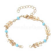 Handmade Brass Cobs Chain Bracelet Making, with Faceted Glass Round Bead & Lobster Claw Clasp, Fit for Connector Charms, Real 18K Gold Plated, 6-3/8 inch(16.3cm)(AJEW-JB01150-23)