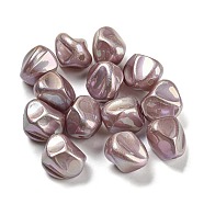 Spray Painted ABS Plastic Beads, Imitation Pearl, Nuggest, Dyed, AB Color Plated, Old Rose, 15x13~15x12~13mm, Hole: 2mm(KY-C017-08A)