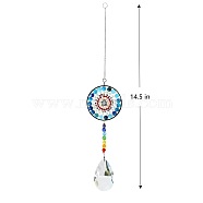 Big Pendant Decorations, Hanging Sun Catchers, Chakra Theme K9 Crystal Glass, Teardrop, Dodger Blue, 36.8cm(HJEW-PW0001-010C)