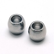 304 Stainless Steel Beads, Barrel, Large Hole Beads, Stainless Steel Color, 11x9.5mm, Hole: 6mm(STAS-E034-2)