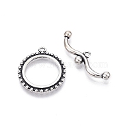 Jewelry Clasps, 925 Sterling Silver Ring Toggle Clasps, Ring, Antique Silver, 20x17.5x1mm, Hole: 1.4mm(STER-T007-79AS)