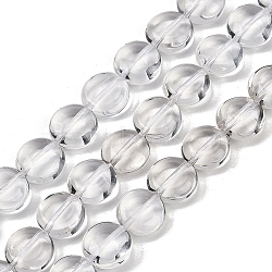 Natural Quartz Crystal Beads Strands, Rock Crystal Flat Round Beads, 10x4mm, Hole: 1mm, about 39pcs/strand, 14.96''(38cm)(G-G162-A01-01)