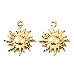 304 Stainless Steel Pendants, Sun Charm, Real 18K Gold Plated, 22.5x19x2mm, Hole: 1.8mm(STAS-R124-05G)
