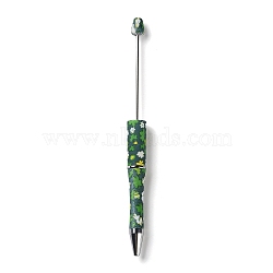 Clover Pattern Plastic Beadable Pens, Ball-Point Pen, for DIY Personalized Pen with Jewelry Bead, Dark Slate Gray, 150x11.5mm, Pin: 2mm(AJEW-P115-01D)