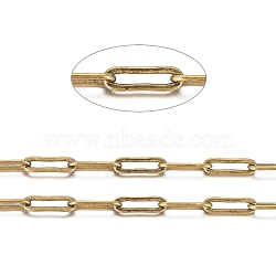 Brass Paperclip Chains, Flat Oval, Drawn Elongated Cable Chains, Soldered, with Spool, Cadmium Free & Nickel Free & Lead Free, Antique Bronze, 6x2.6x0.4mm, about 301.83 Feet(92m)/roll(CHC-S008-001C-AB)