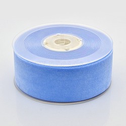 Polyester Velvet Ribbon for Gift Packing and Festival Decoration, Cornflower Blue, 1-1/2 inch(38mm), about 20yards/roll(18.29m/roll)(SRIB-M001-38mm-336)