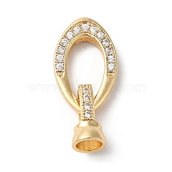 Brass Micro Pave Clear Cubic Zirconia Fold Over Clasps, Nickel Free, Oval, Clear, 25mm, Inner Diameter: 4.5mm(KK-C062-040G-01)