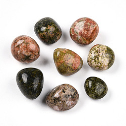 Natural Unakite No Hole Beads, Tumbled Stone, Nuggets, 20~33x15~25x10~22mm(G-S218-08-01)