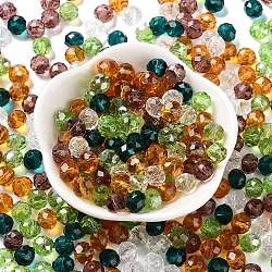 Glass Beads, Faceted, Rondelle, Olive Drab, 8x6mm, Hole: 1mm, about 145pcs/60g(EGLA-A034-SM8mm-26)