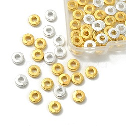 100Pcs 2 Colors Tibetan Style Alloy Beads, Donut Beads, Golden & Silver, 6x2mm, Hole: 2.5mm, 50pcs/color(PALLOY-YW0001-82)