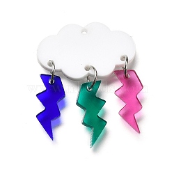 Opaque Acrylic Pendants, with Platinum Iron Loop, Cloud & Lightning, Colorful, 39x30x7mm, Hole: 1.6mm(OACR-L019-03A)