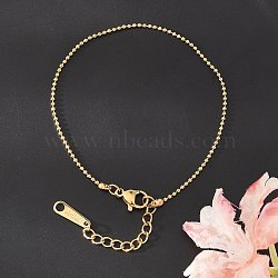 Ion Plating(IP) 304 Stainless Steel Ball Chain Bracelet for Women, Real 14K Gold Plated, 6-5/8 inch(16.7cm)(BJEW-G667-10G)