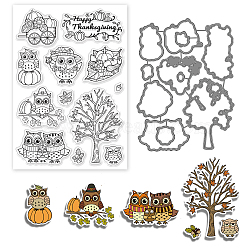 DIY Scrapbook Supplies, including PVC Plastic Stamps and Carbon Steel Cutting Dies Stencils, Thanksgiving Day Themed Pattern, Stamps: 16x11x0.3cm, Cutting Dies Stencils: 14.3x10.4x0.08cm(DIY-BC0005-44)